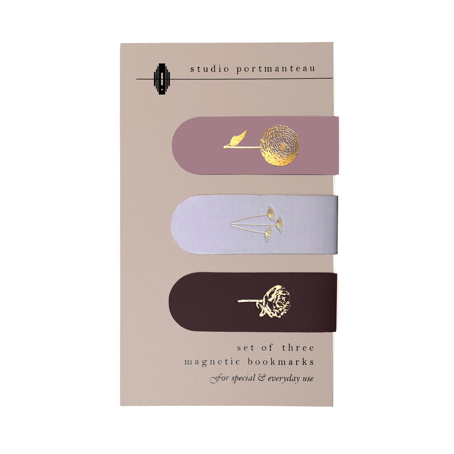 Floral Gold Foil Magnetic Bookmark Set | Pretty Page Markers