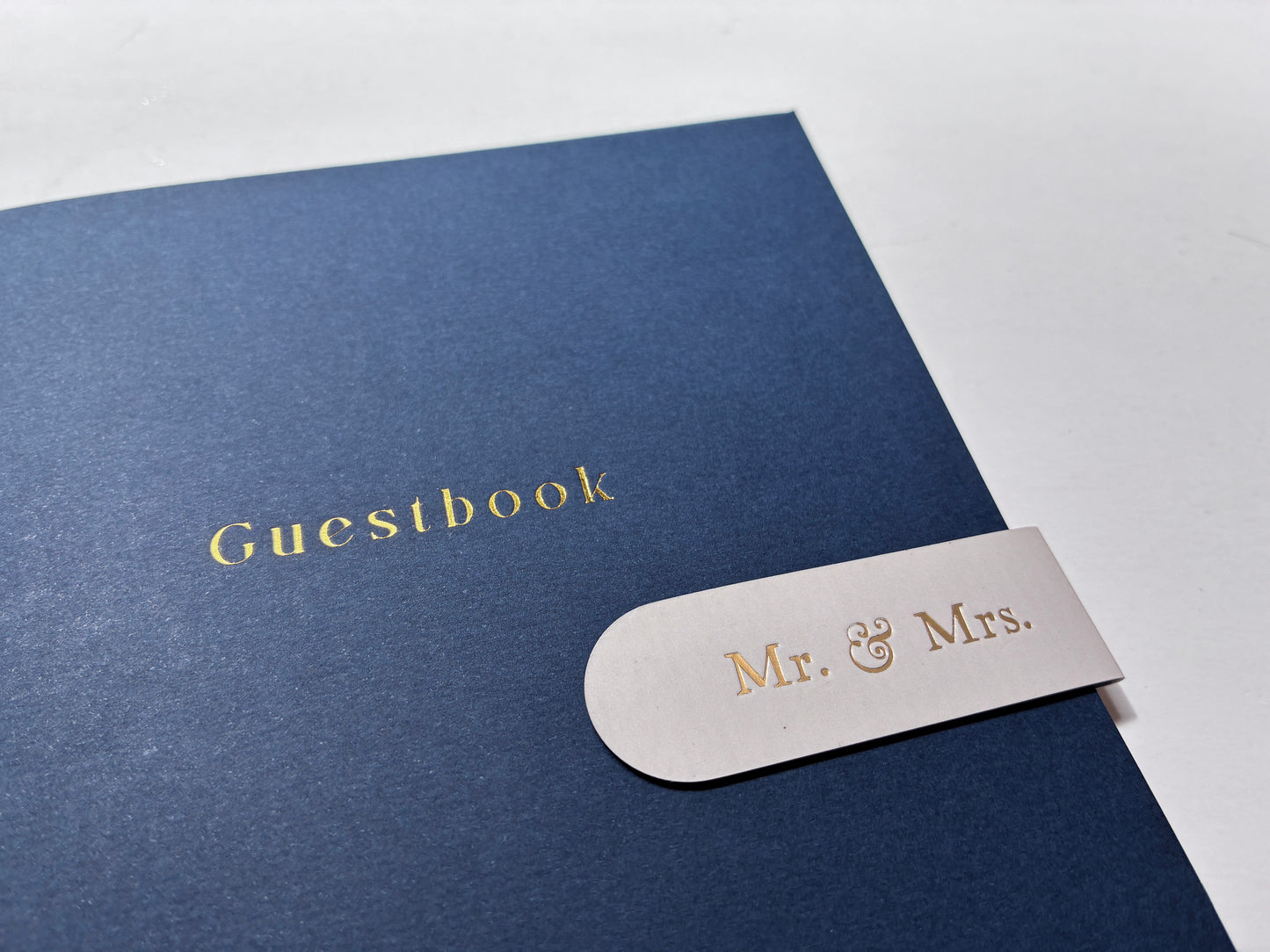 Saddle Stitch Guestbook | Classic Navy Blue Guest Log Book