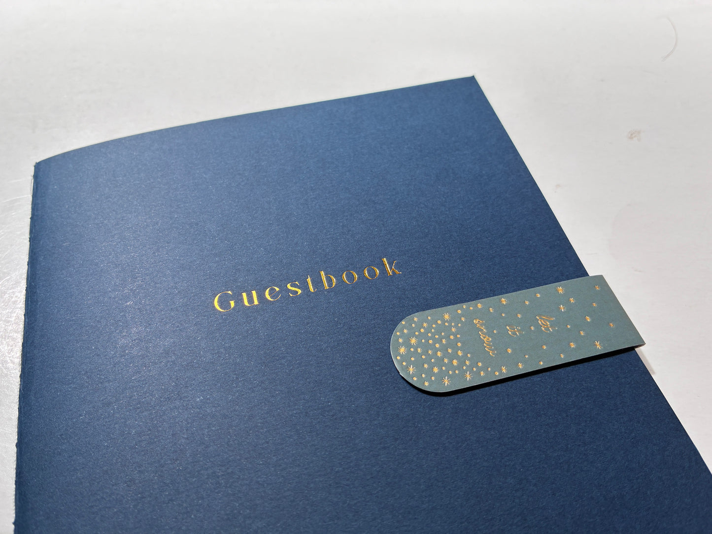 Saddle Stitch Guestbook | Classic Navy Blue Guest Log Book