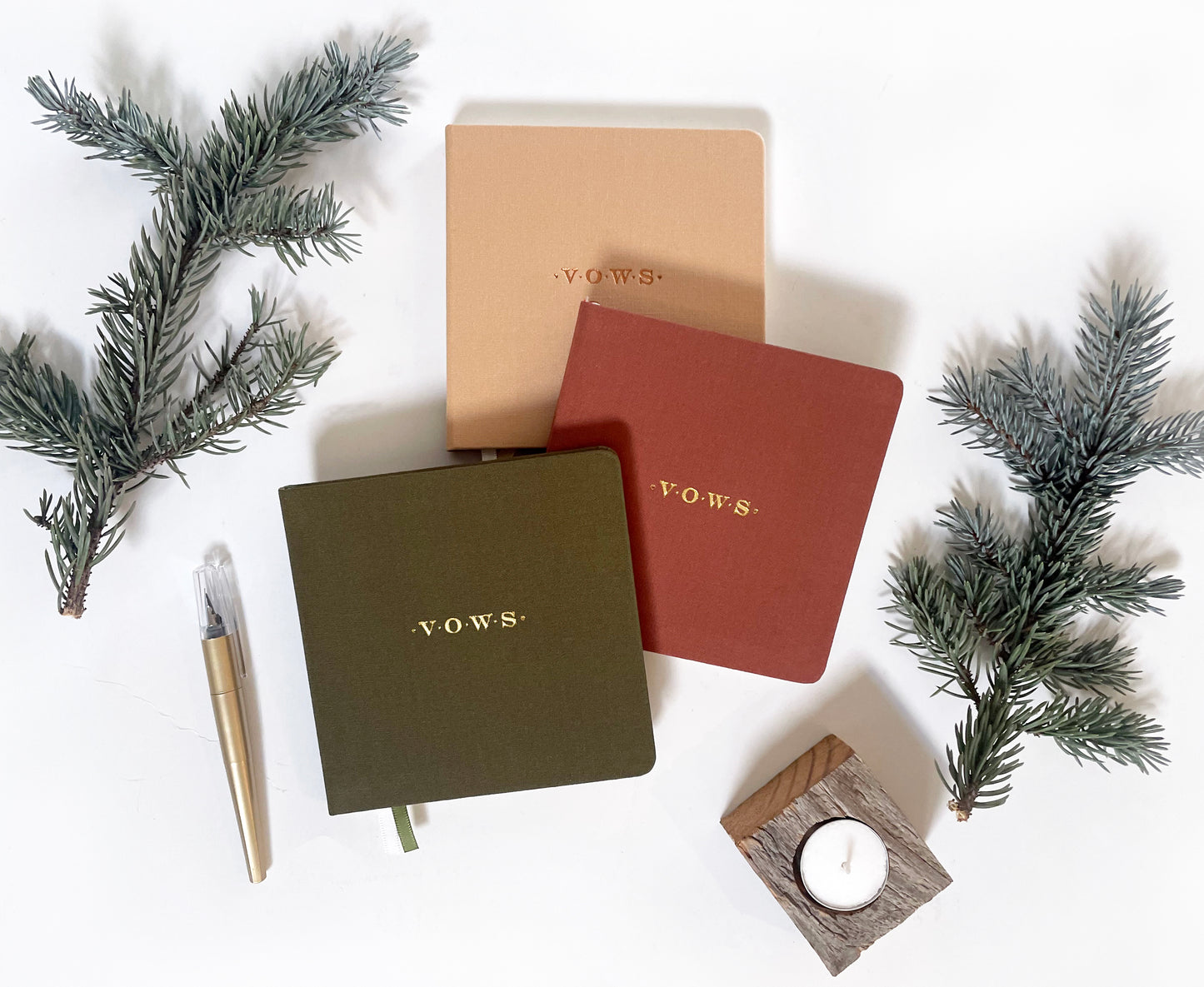 Wedding Vows Foil Embossed Square Linen Notebook