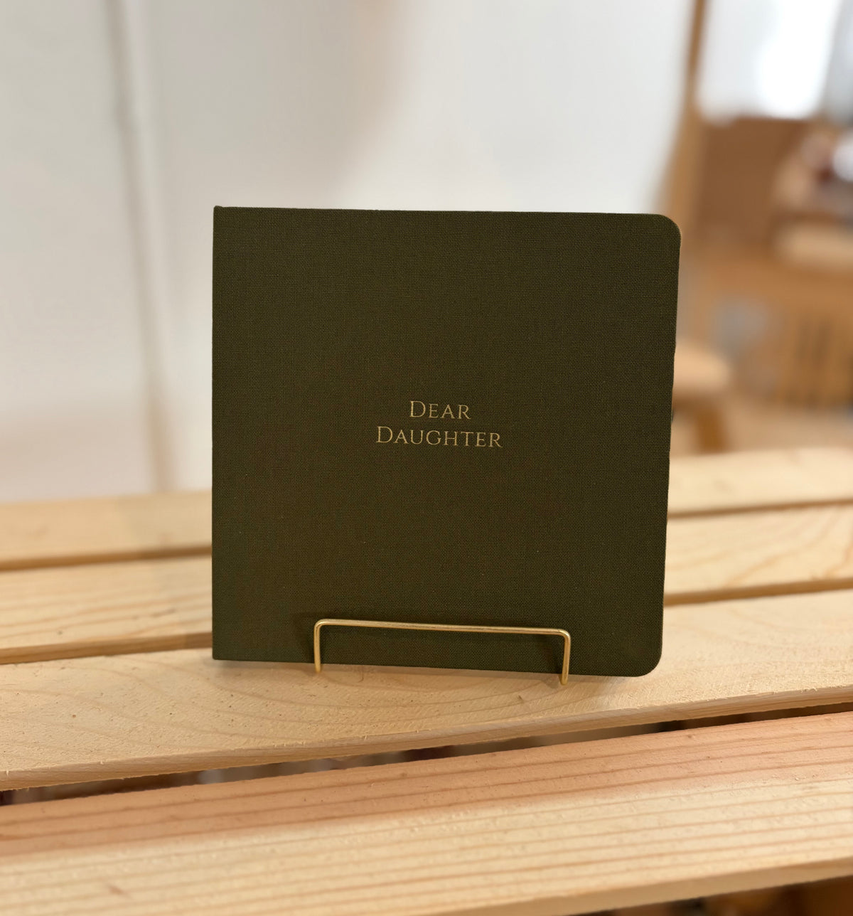 Dear Daughter Foil Embossed Square Linen Notebook | Gold on Olive