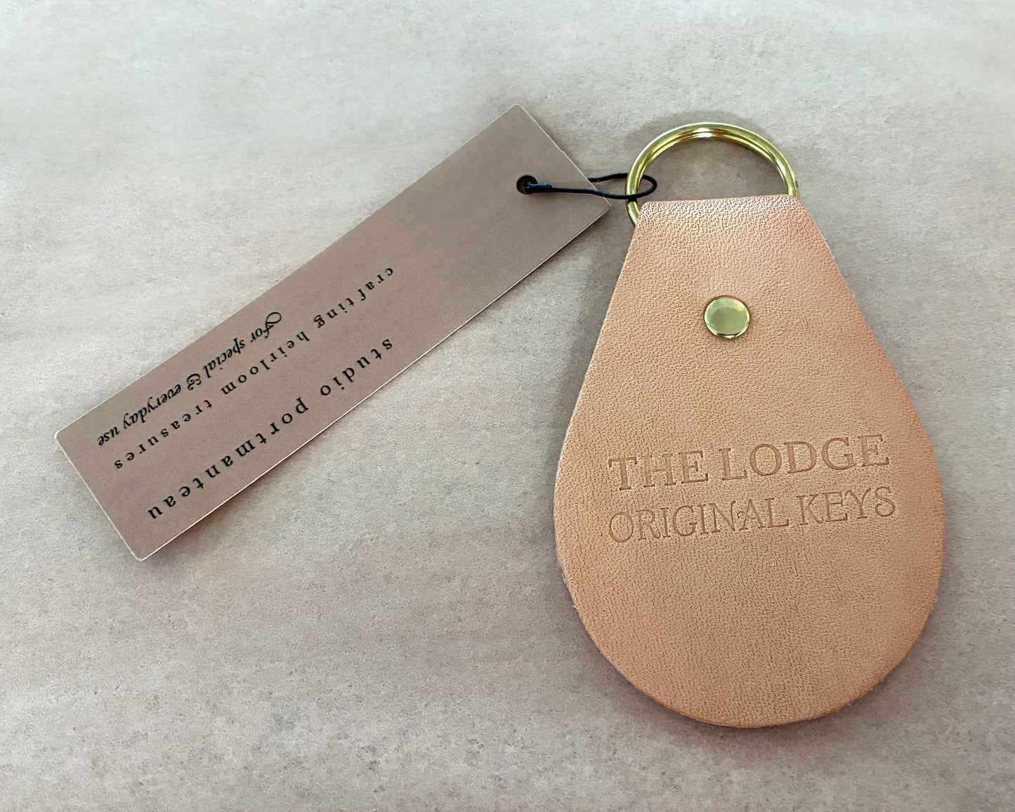 Custom Text Debossed Genuine Leather Keychain | Bag Charm