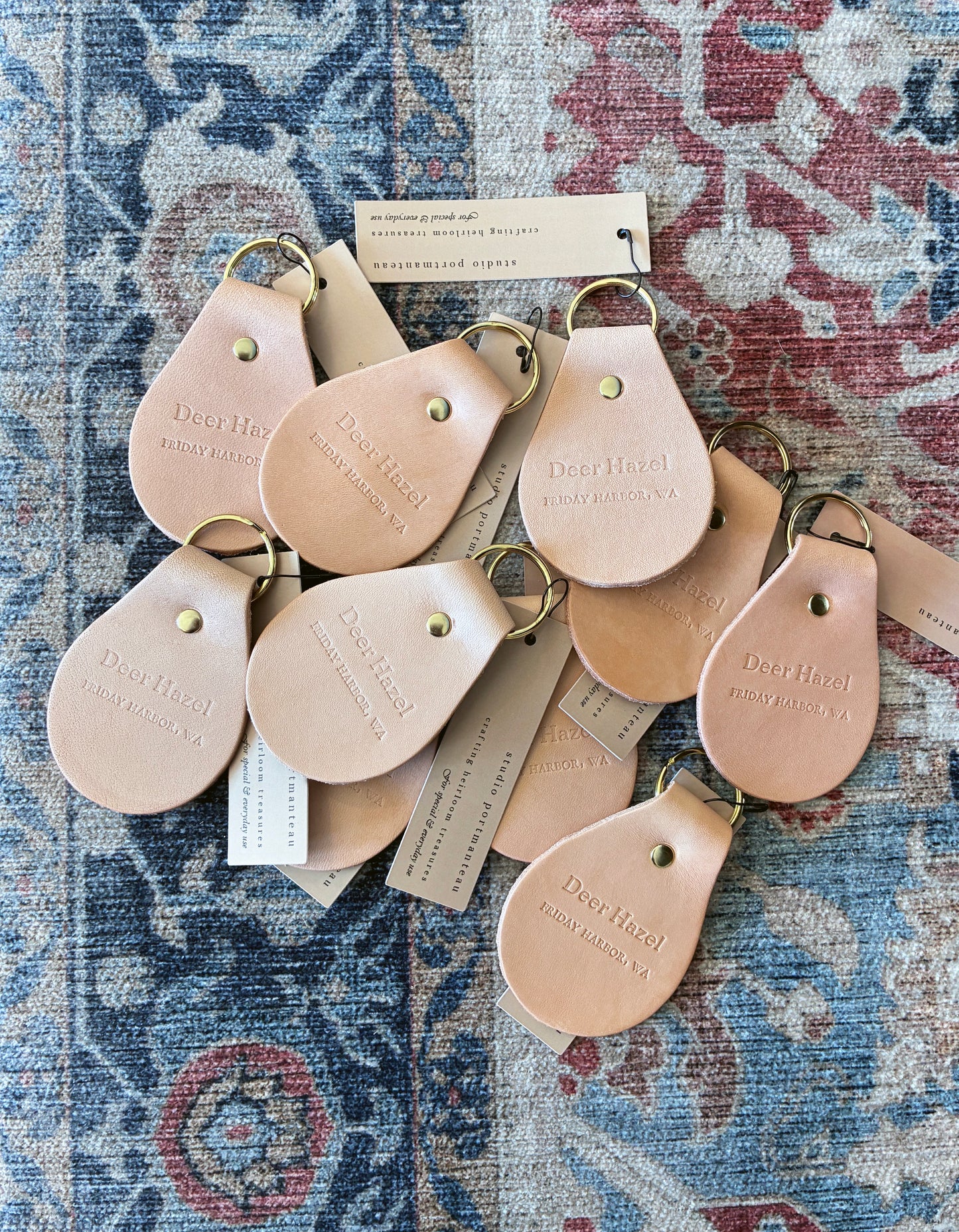 Custom Text Debossed Genuine Leather Keychain | Bag Charm