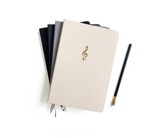 Treble Clef Music Notebook | Musician's Embossed Linen Book