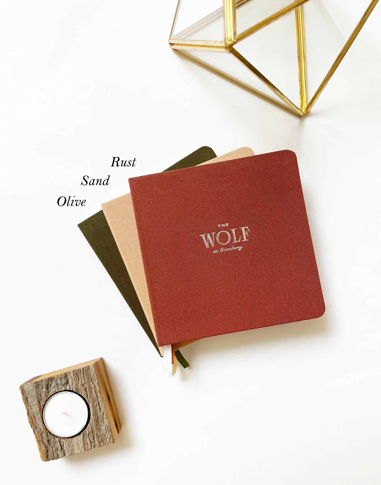 Custom Logo Foil Embossed Square Linen Notebooks | Earth Tones