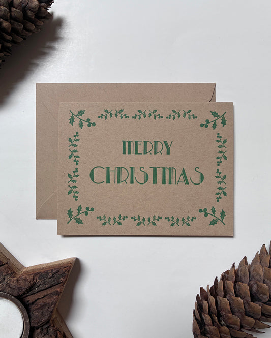 Merry Christmas Letterpress Greeting Card | Holiday Note