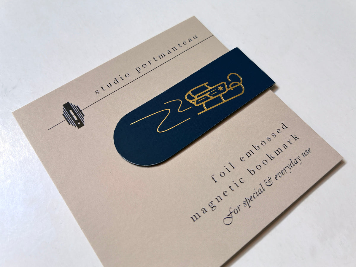 Snowy Sled Gold Foil Embossed Magnetic Bookmark | Hygge Book Lover Gift