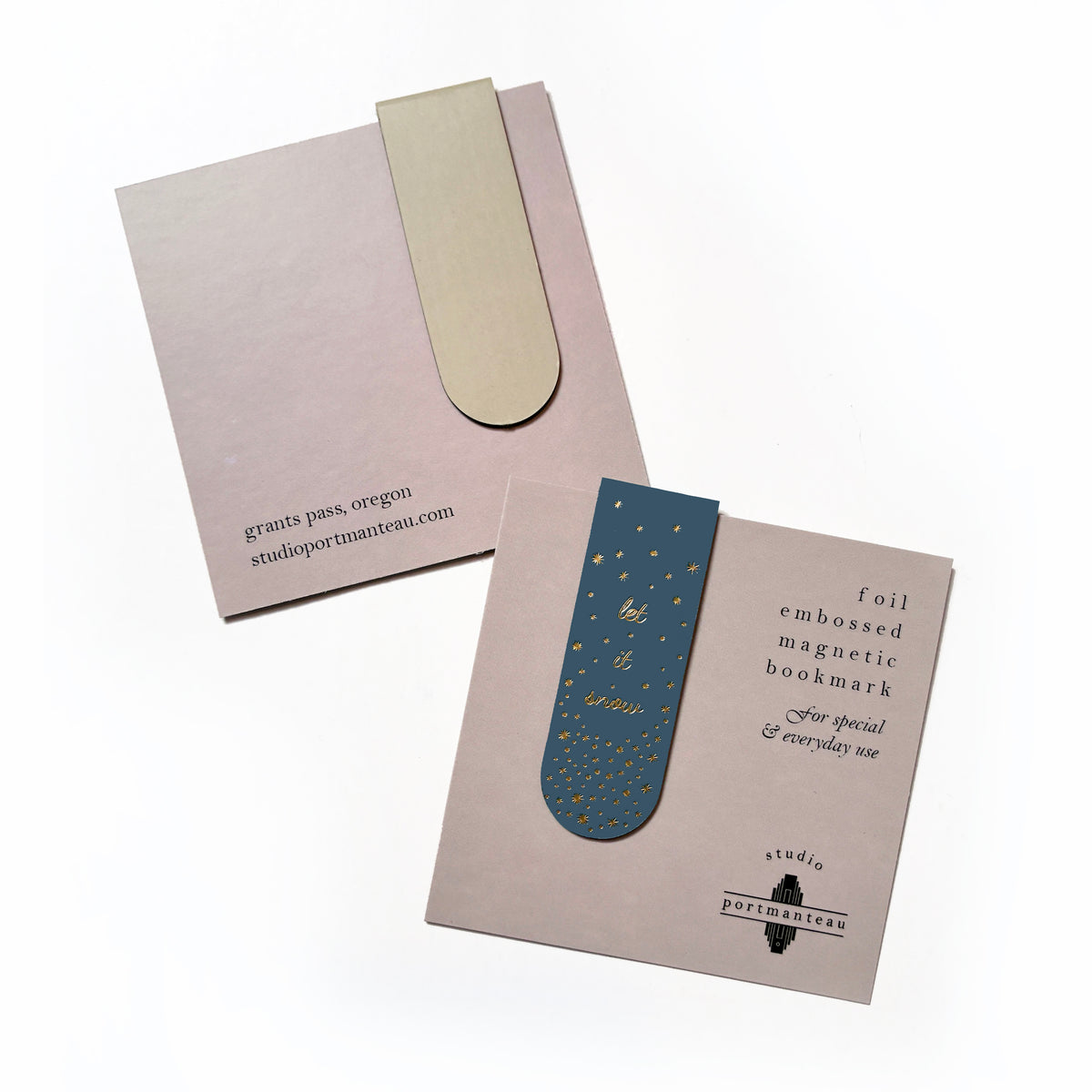 Let It Snow Gold Foil Embossed Magnetic Bookmark | Cozy Winter Book Lover Gift