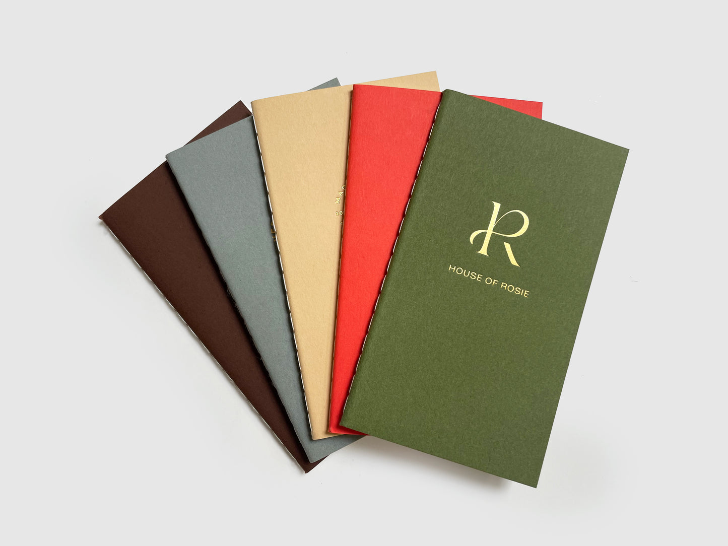 Custom Logo Foil Embossed Mini Saddle Stitch Notebooks - Earth Tones