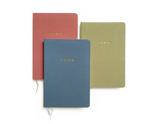 Wedding Vows Foil Embossed Linen Notebook - Soft Vintage Hues