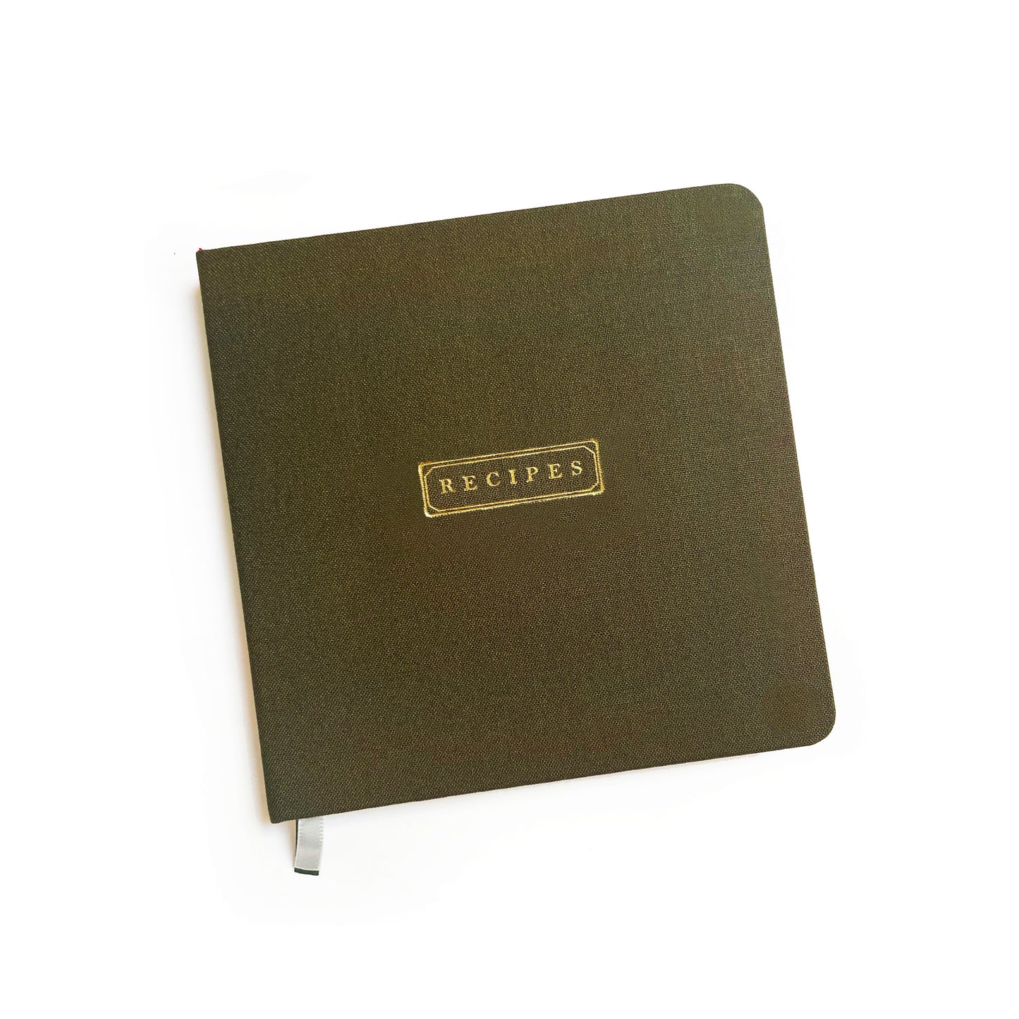 Recipes Foil Embossed Square Linen Notebook | Earth Tones