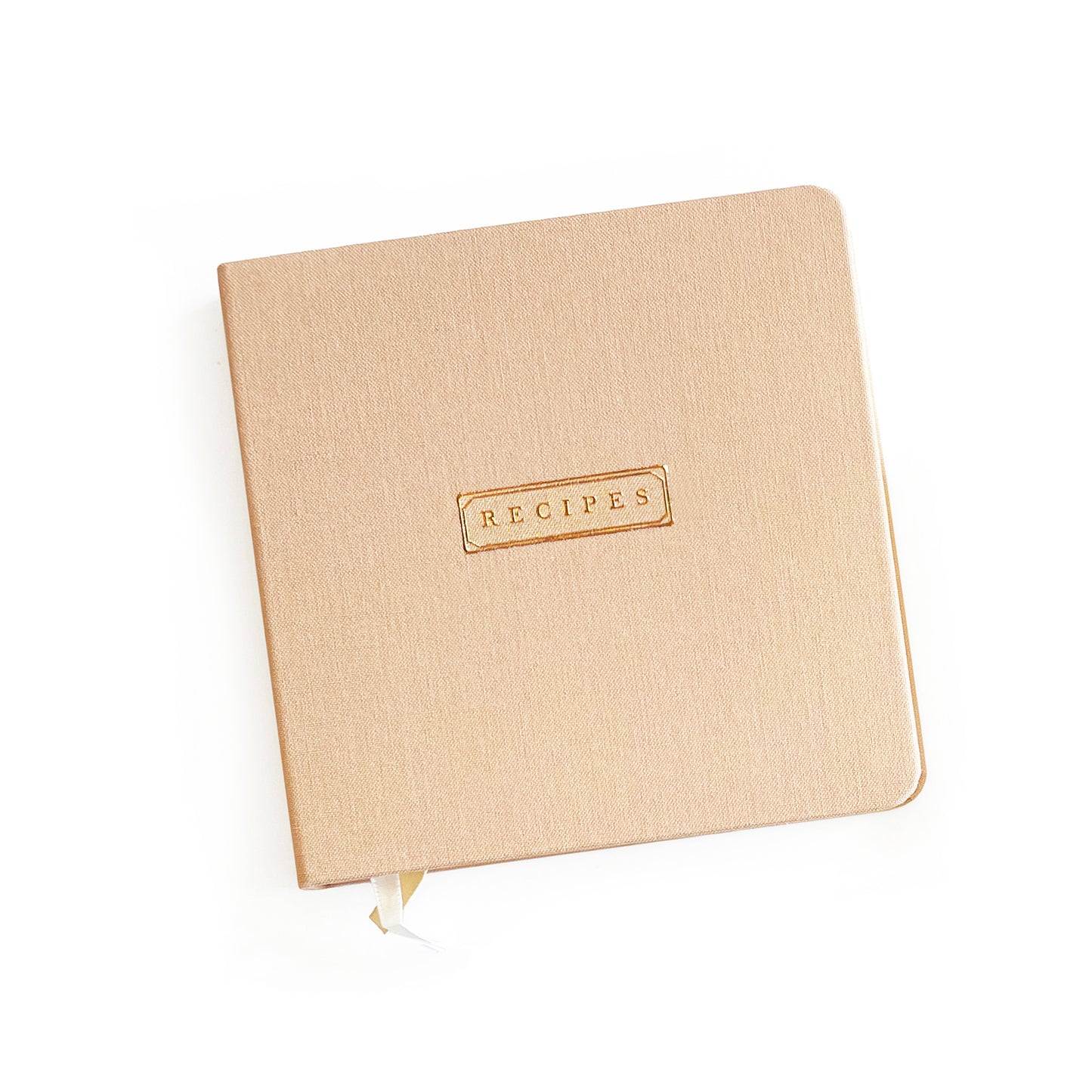 Recipes Foil Embossed Square Linen Notebook | Earth Tones