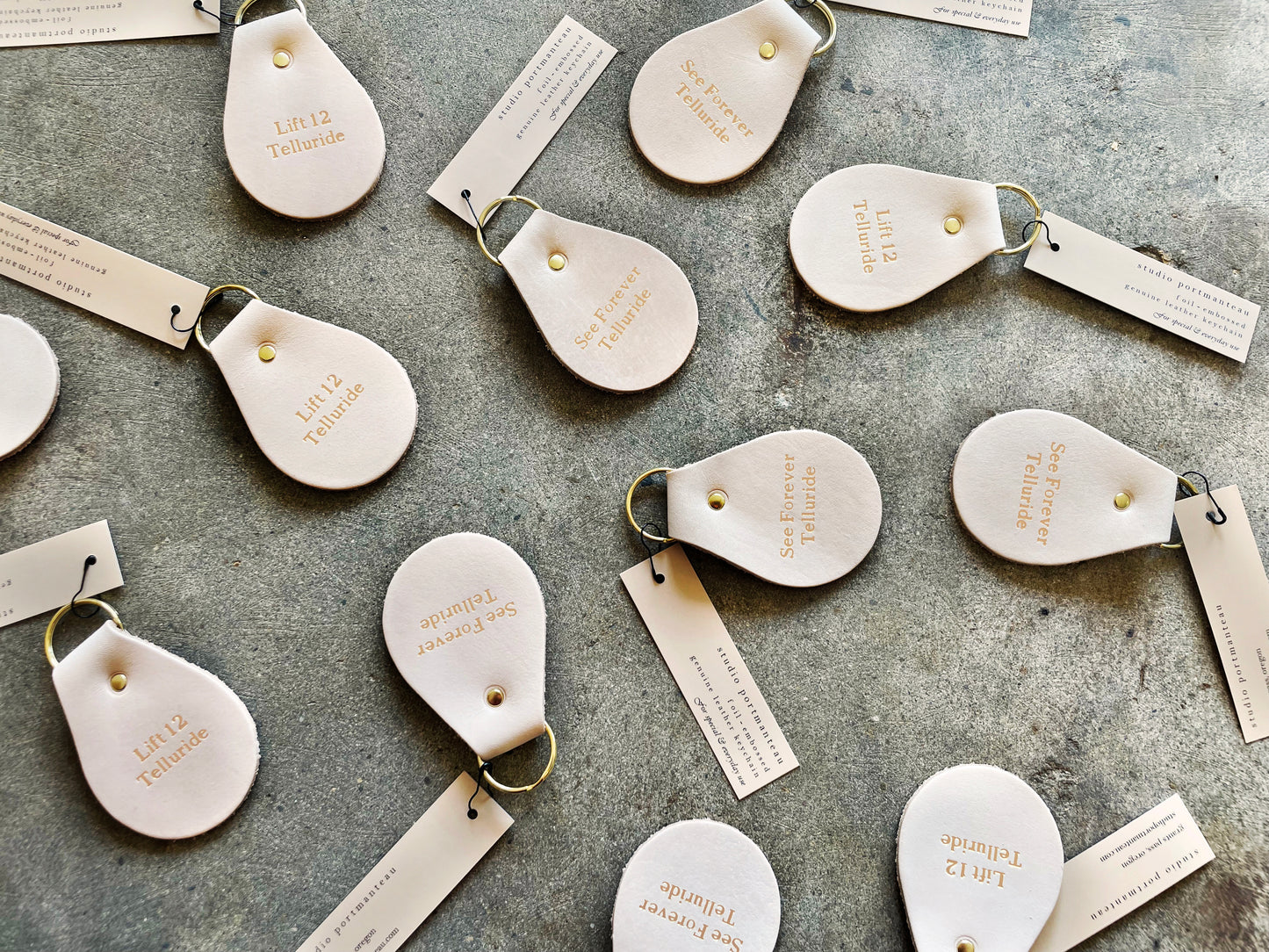 Custom Text Debossed Genuine Leather Keychain | Bag Charm