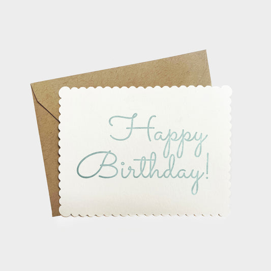 Happy Birthday! Letterpress Scalloped Greeting Card