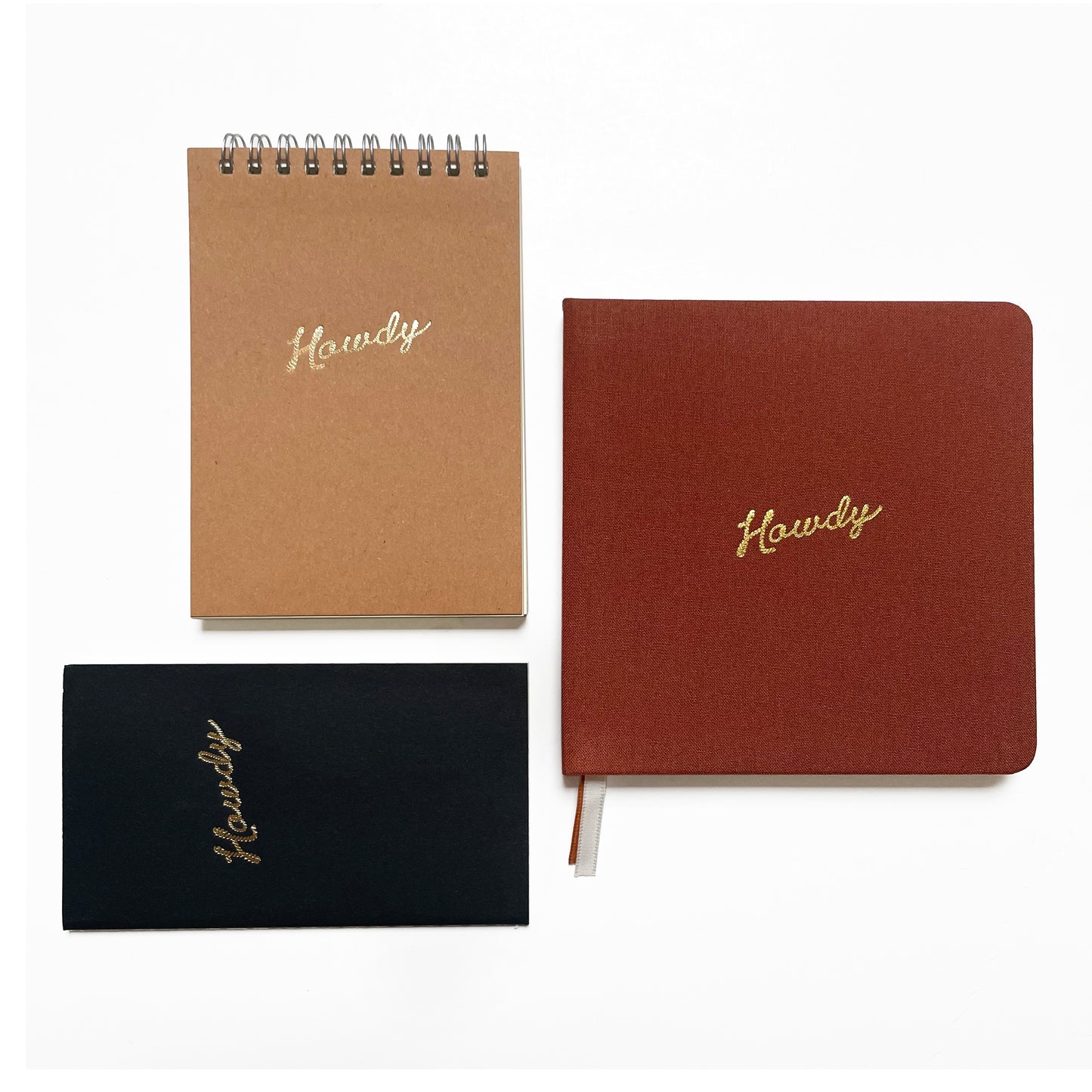 Howdy Foil Embossed Square Linen Notebook