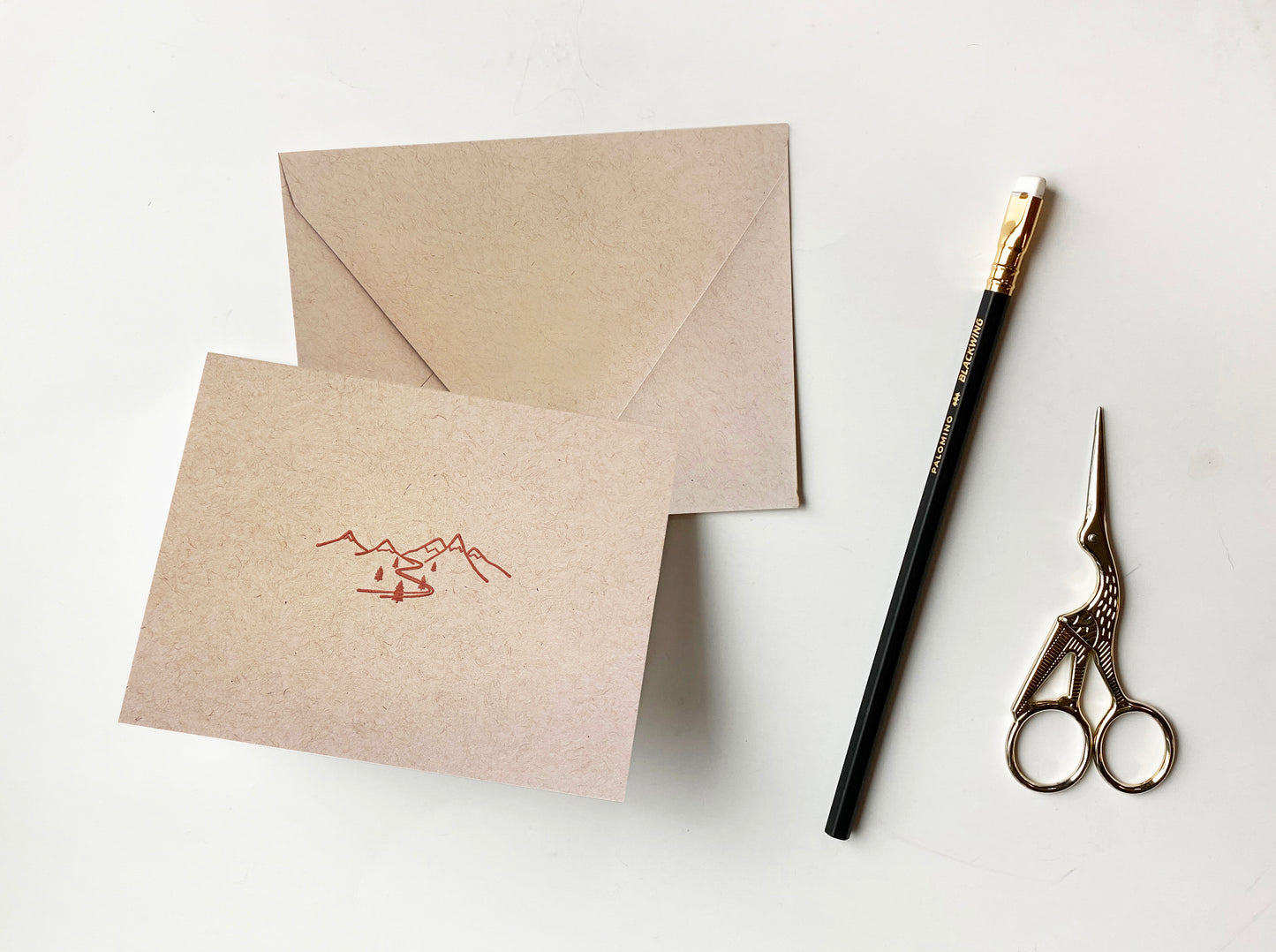 Snow Capped Mountains Letterpress Greeting Card