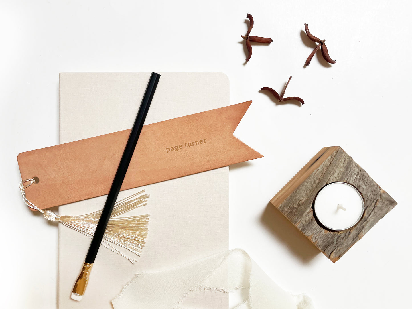 Custom Text Debossed Genuine Leather Bookmark | Bookish Gift
