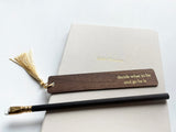 Custom Text Foil Embossed Walnut Wood Bookmark - Studio Portmanteau