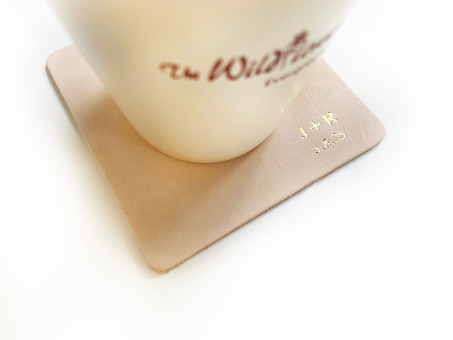 Custom Text Foil Embossed Leather Coasters