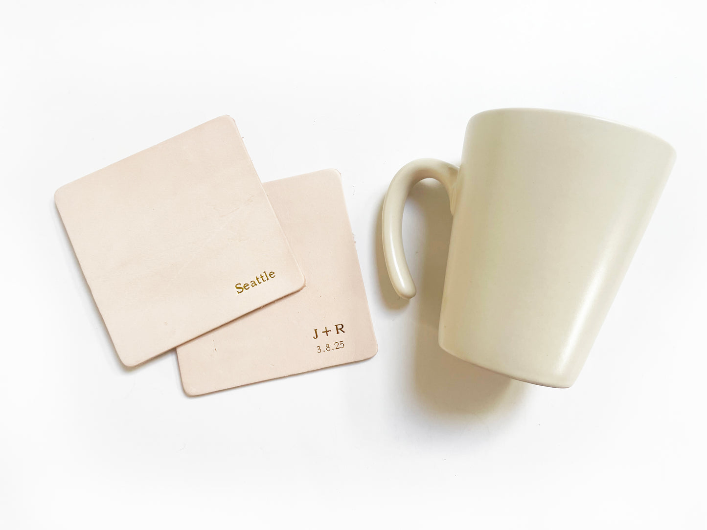 Custom Text Foil Embossed Leather Coasters