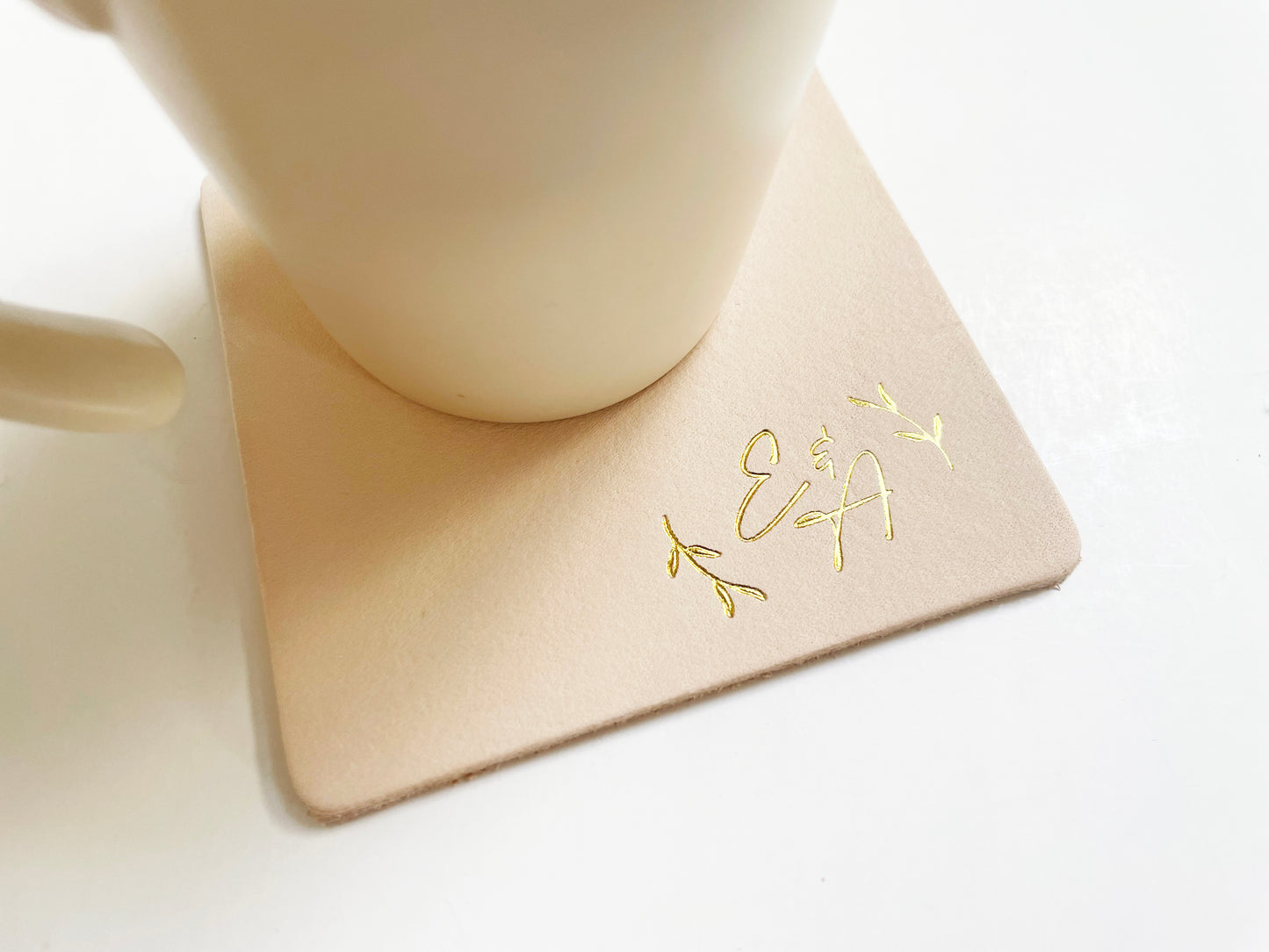 Foil Embossed Custom Logo Leather Coasters