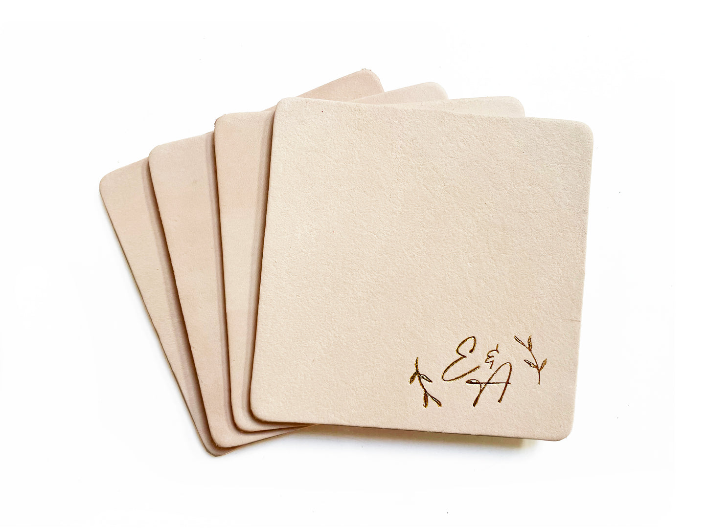 Foil Embossed Custom Logo Leather Coasters