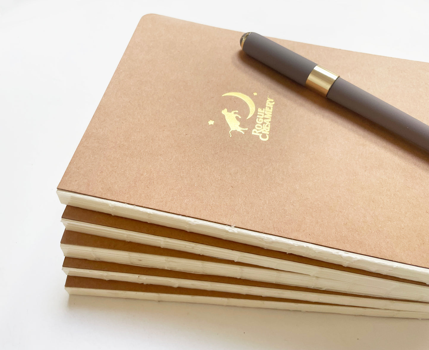 Custom Logo Foil Embossed Exposed Binding Notebook