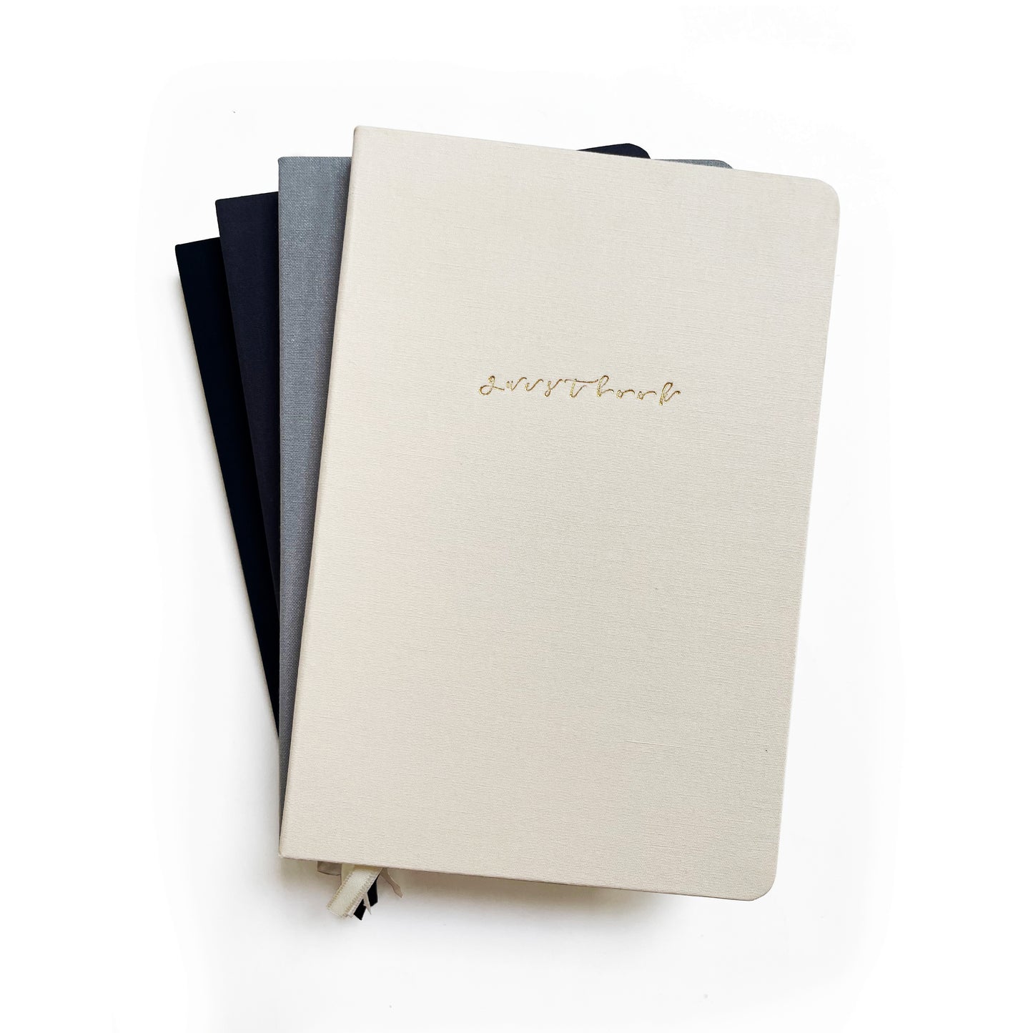 Blank Guestbook Foil Embossed Linen Notebook | Neutral Tones