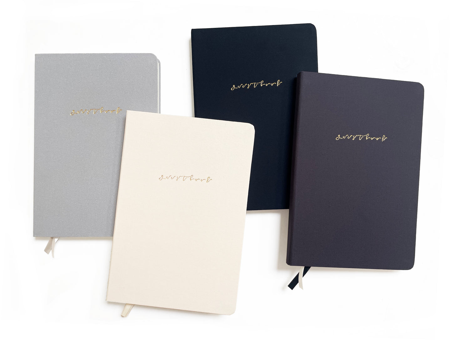 Blank Guestbook Foil Embossed Linen Notebook | Neutral Tones