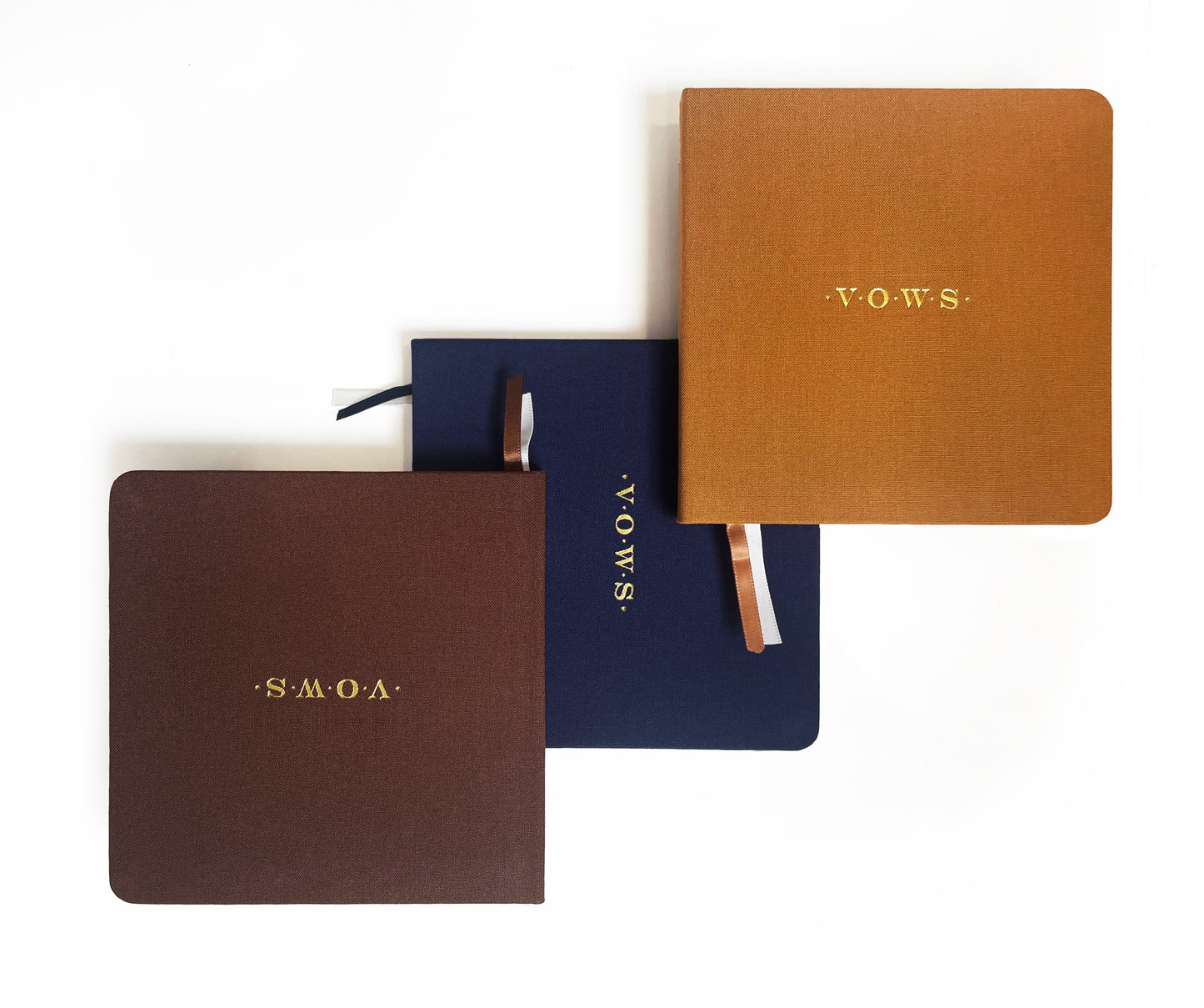 Wedding Vows Foil Embossed Square Linen Notebook | Navy & Browns