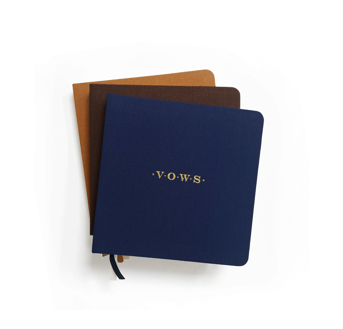 Wedding Vows Foil Embossed Square Linen Notebook | Navy & Browns