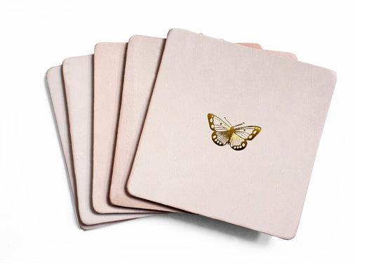 Butterfly Embossed Leather Coaster Set | Nature Coasters