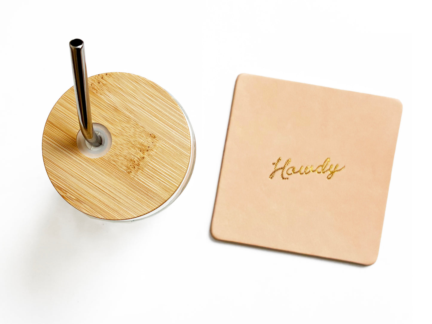 Howdy Embossed Leather Coaster Set | Western Coasters