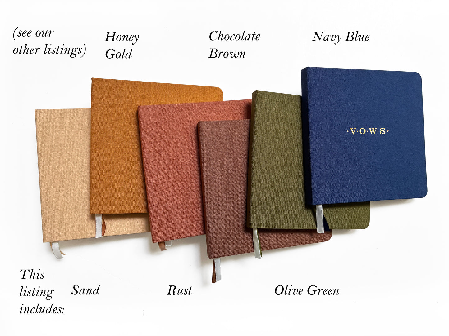 Wedding Vows Foil Embossed Square Linen Notebook | Earth Tones