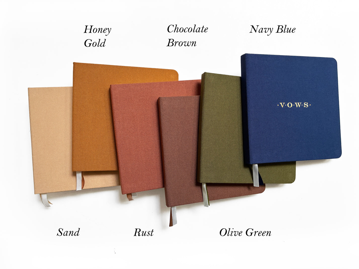 Wedding Vows Foil Embossed Square Linen Notebook | Earth Tones