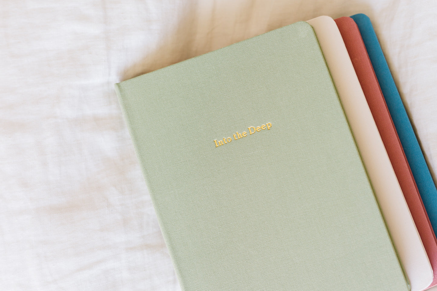 Custom Text Foil Embossed Linen Notebook | Soft Vintage Hues