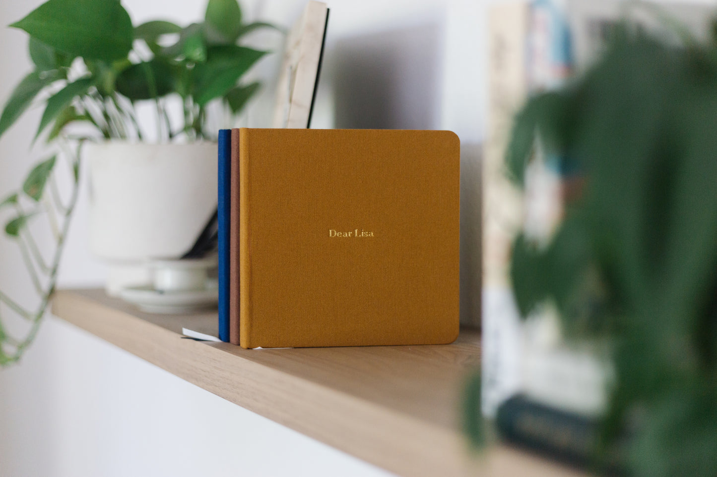 Custom Logo Foil Embossed Square Linen Notebooks | Navy & Browns