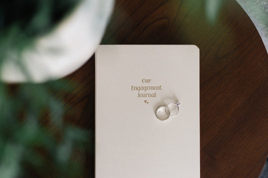 Engagement Journal Foil Embossed Linen Notebook | Gold & Cream