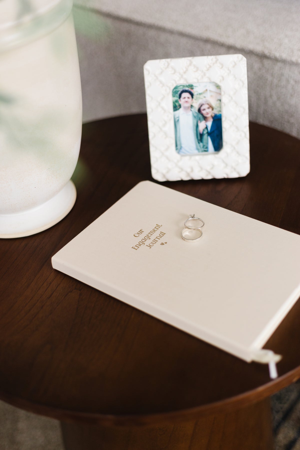 Engagement Journal Foil Embossed Linen Notebook | Gold & Cream