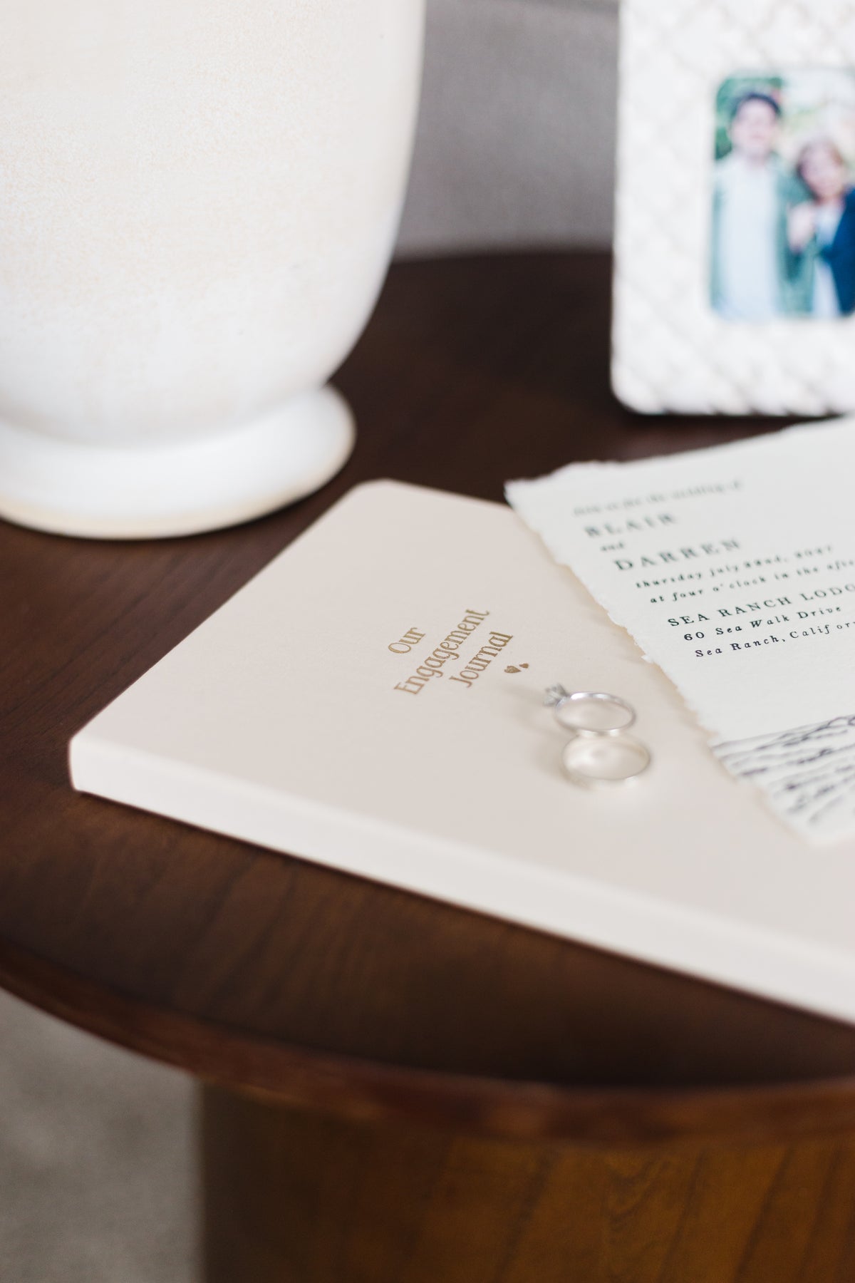 Engagement Journal Foil Embossed Linen Notebook | Gold & Cream