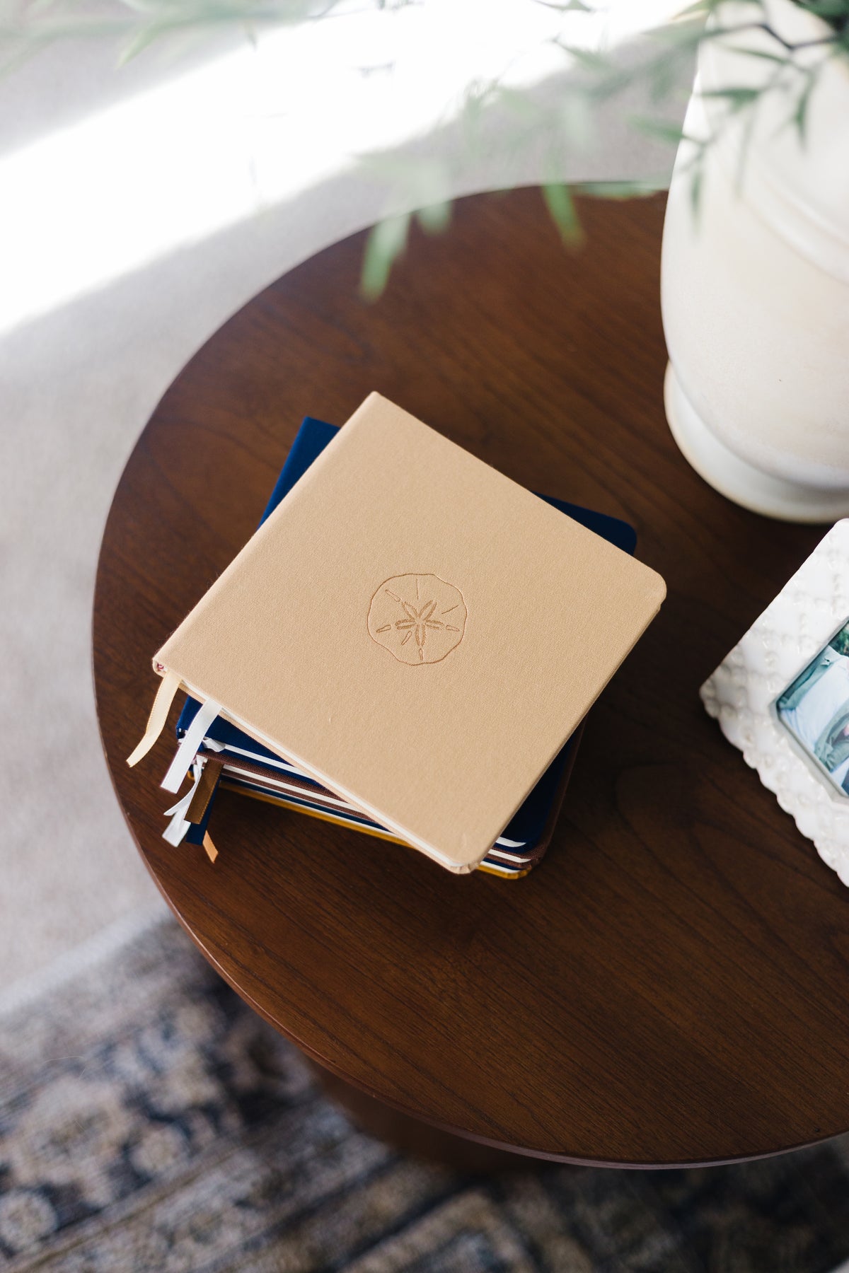 Sand Dollar Foil Embossed Square Linen Notebook