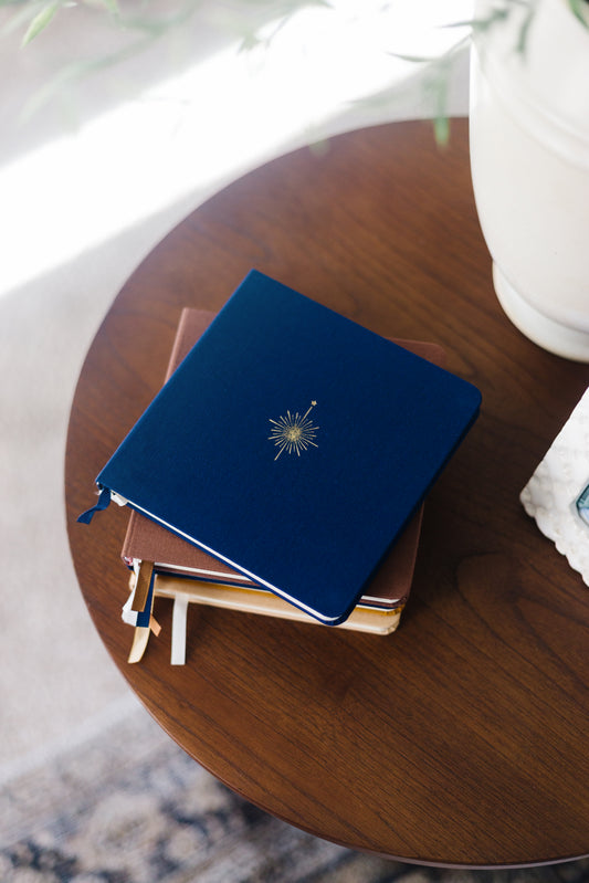 Compass Rose Foil Embossed Square Linen Notebook | Wayfinding Journal