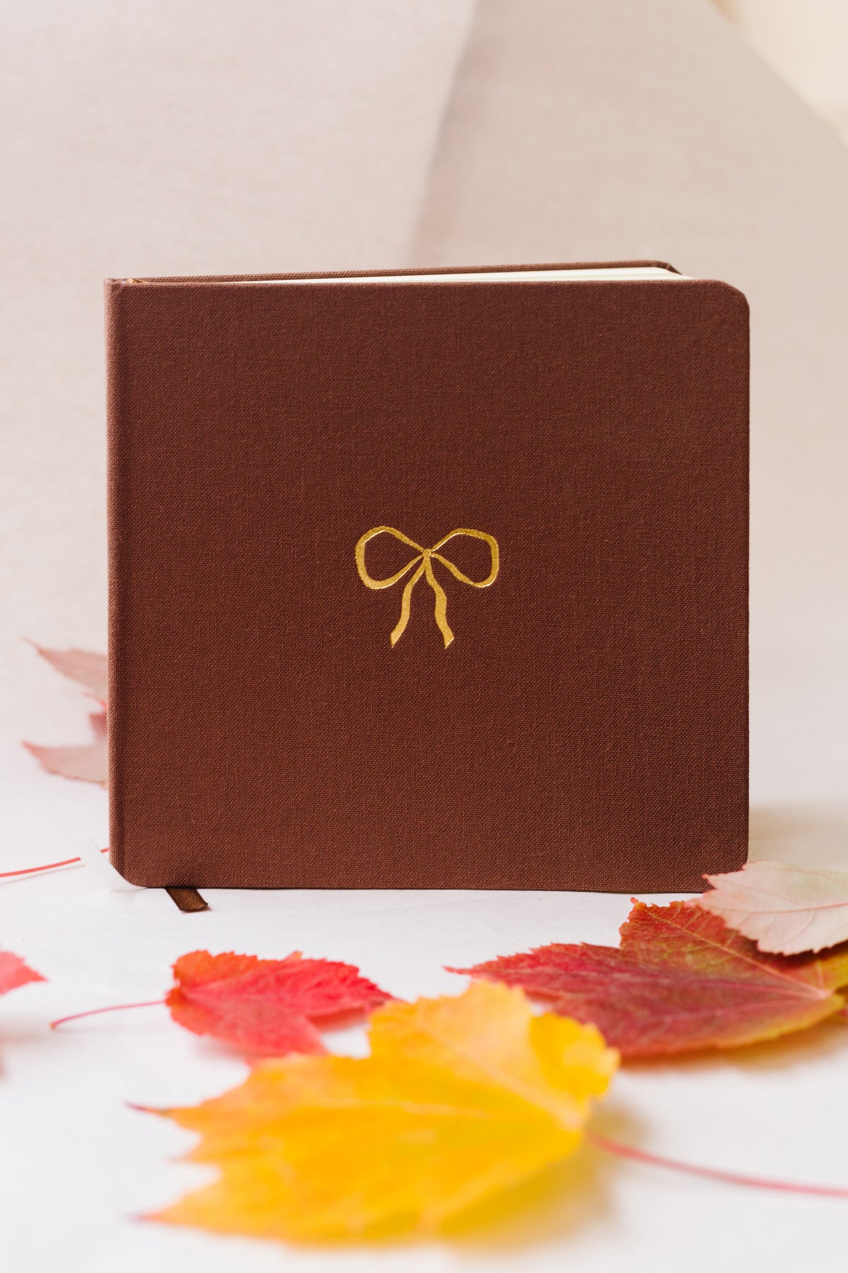 Vintage Bow Foil Embossed Square Linen Notebook