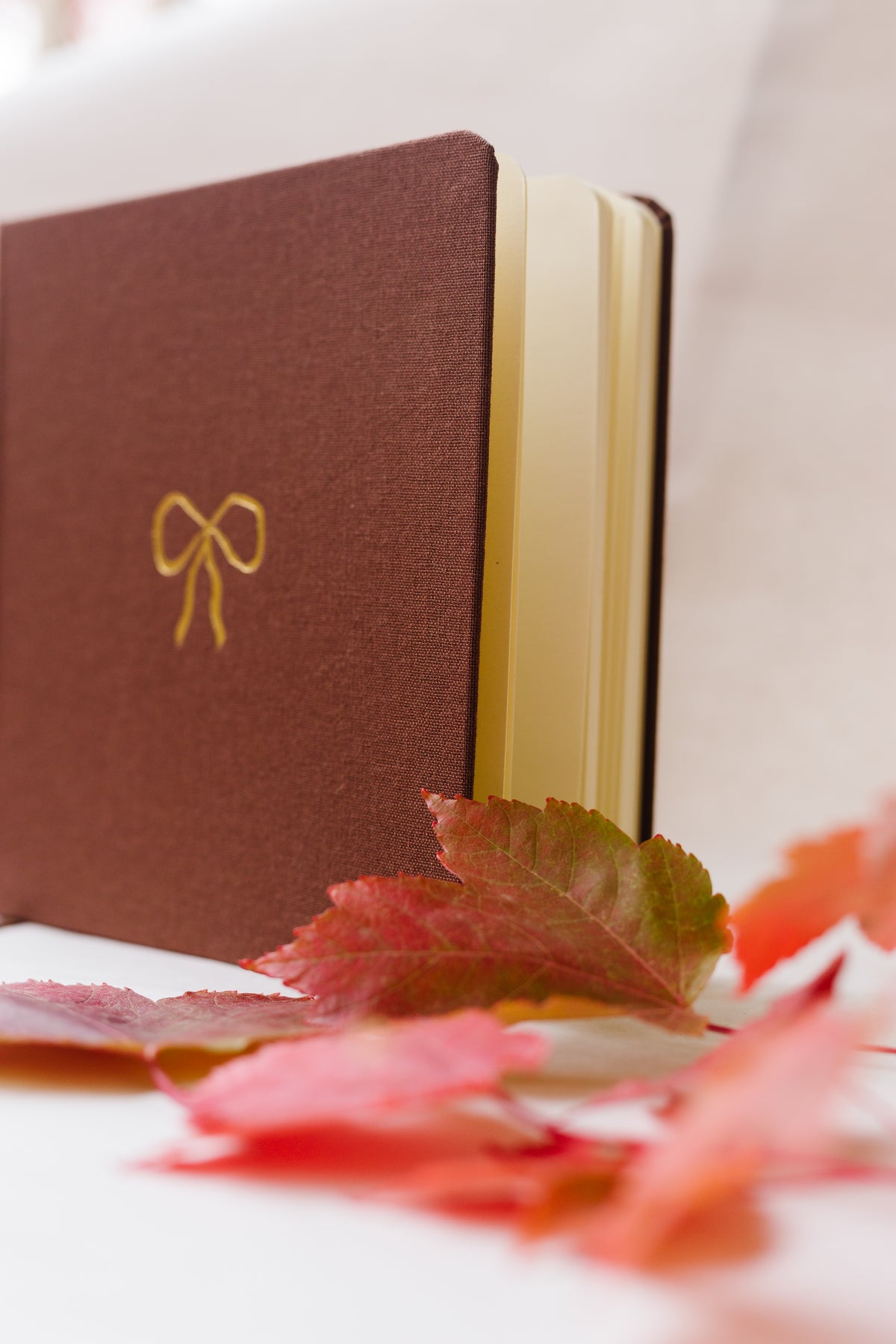 Vintage Bow Foil Embossed Square Linen Notebook