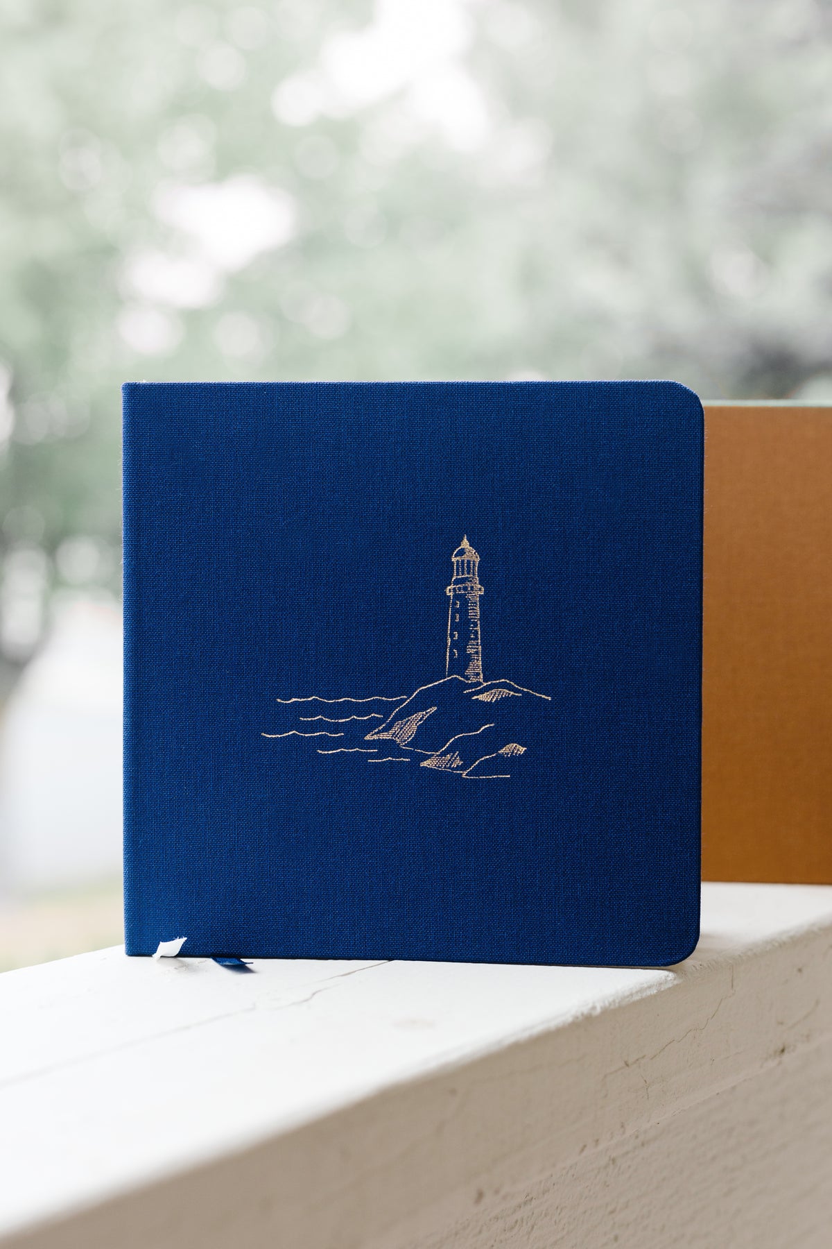 Lighthouse Foil Embossed Square Linen Notebook
