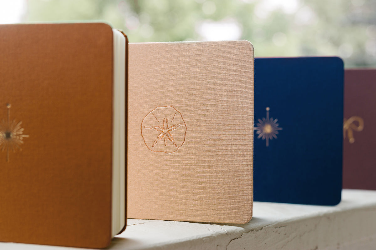 Sand Dollar Foil Embossed Square Linen Notebook
