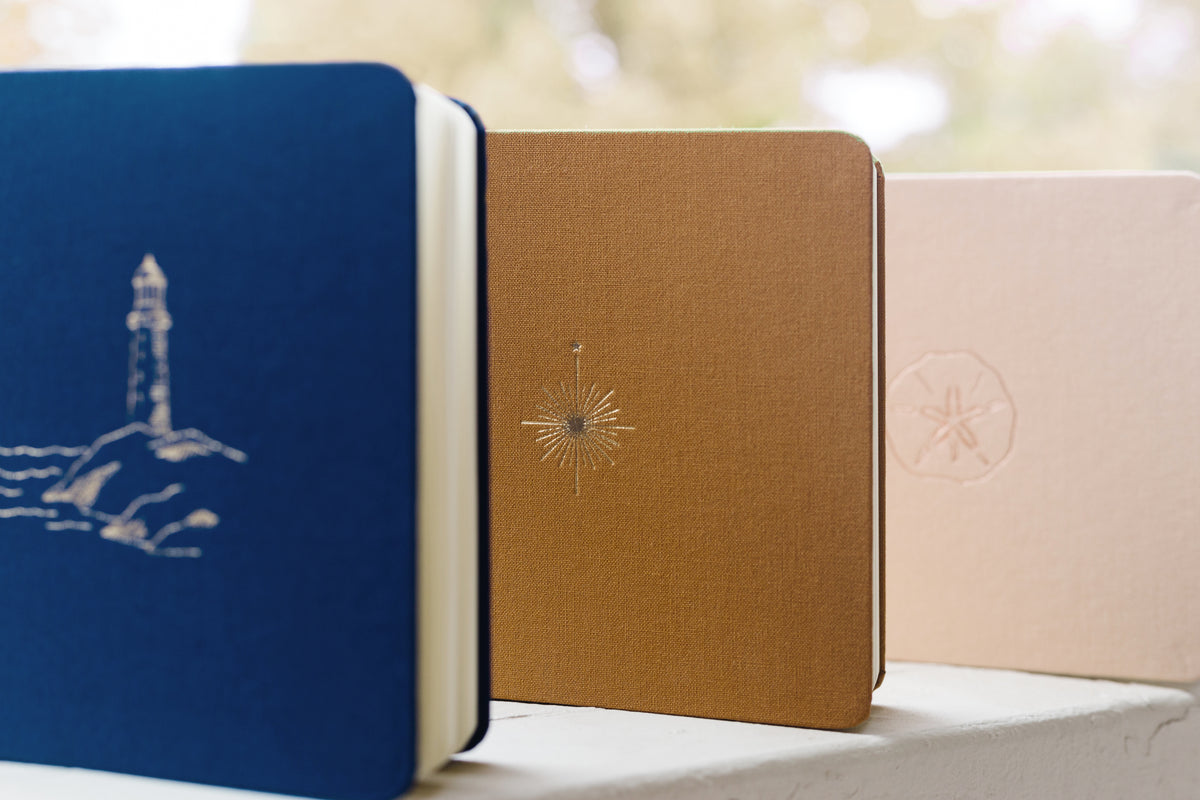 Lighthouse Foil Embossed Square Linen Notebook