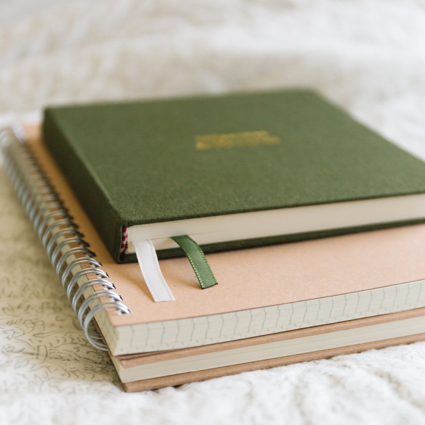 Custom Logo Foil Embossed Square Linen Notebooks | Earth Tones