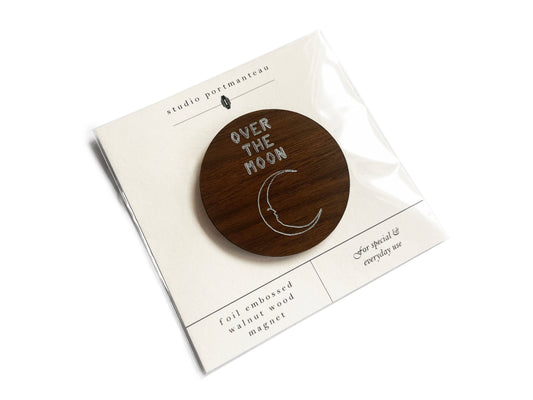 Over the Moon Walnut Wood Magnet - Studio Portmanteau