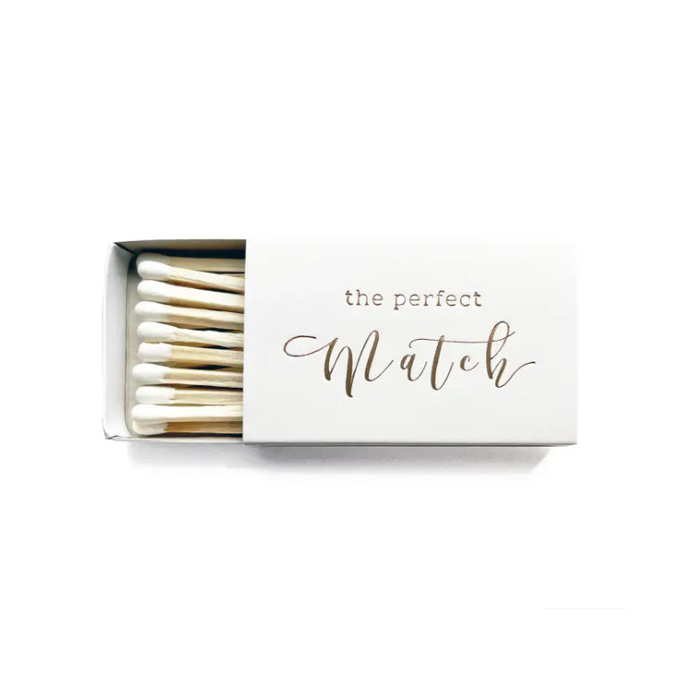 The Perfect Match Matchbox | Gold & White Wedding Matchbook